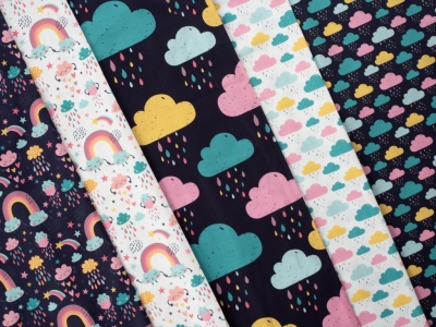 Canvas  | VALENTIN Wolken | Bunt Dunkelblau